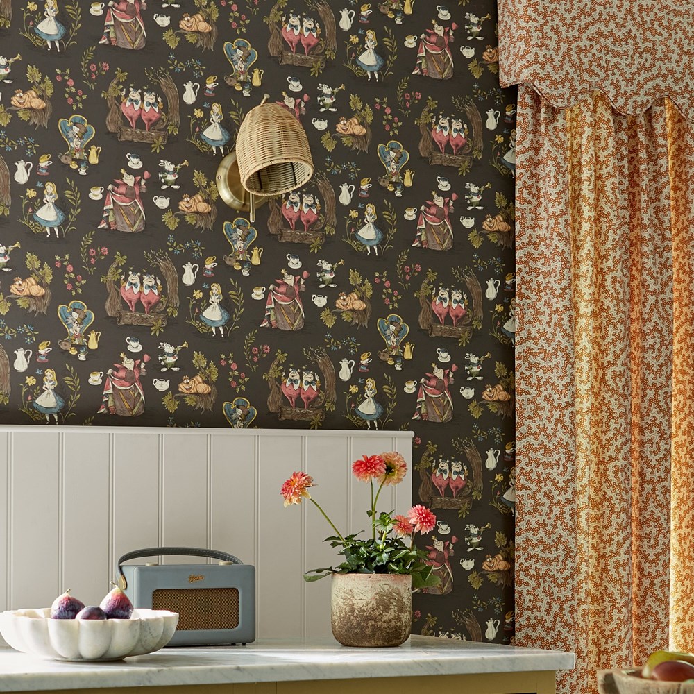 Alice in Wonderland Wallpaper 217288 by Disney Home x Sanderson in Chocolate